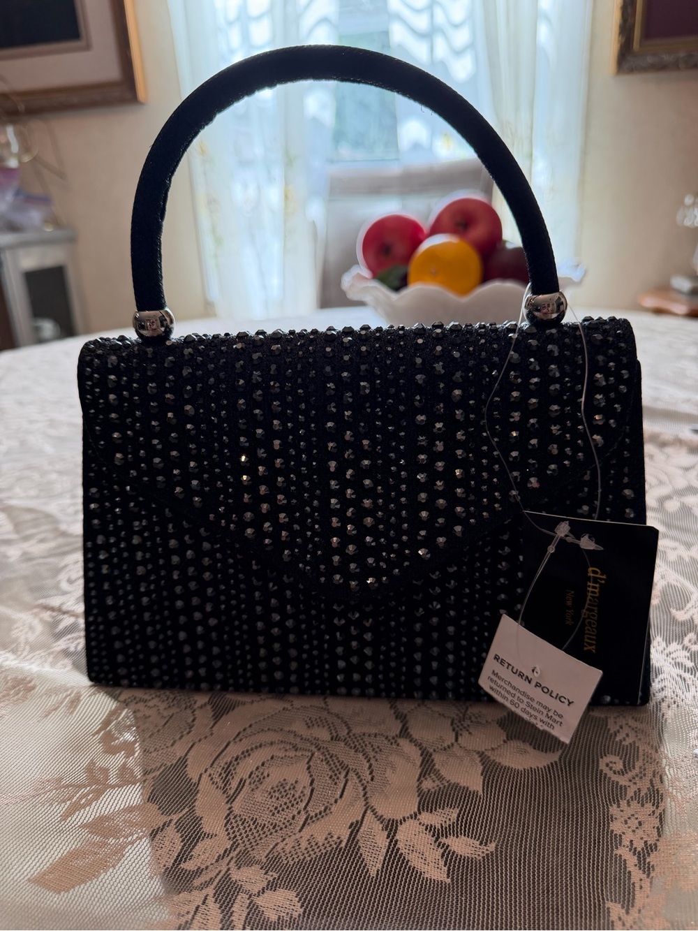 Sparkling Black Evening Top-Handle Bag -